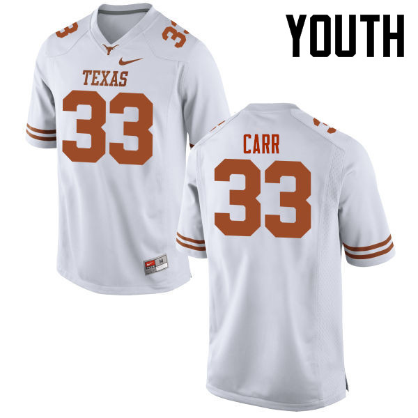 Youth #33 Trevor Carr Texas Longhorns College Football Jerseys-White